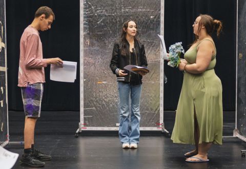Students rehearse scene Students rehearse scene