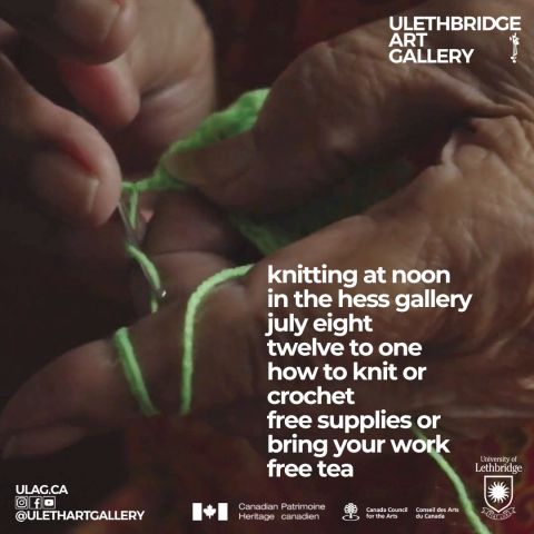 close up of hands crocheting with green yarn.