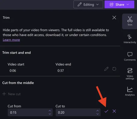 OneDrive - Video Cut Confirm
