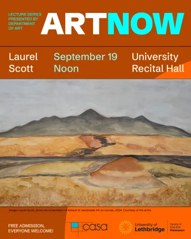 Image: Laurel Scott, photo documentation of "Katoyis II", handmade ink on canvas, 2024. Courtesy of the artist. Artwork by Laurel Scott. Photo documentation of "Katoyis II", landscape painting using handmade ink on canvas.