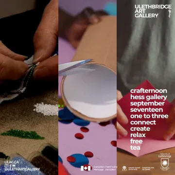close up photos of hands beading, cutting a paper cylinder, and folding origami paper.
