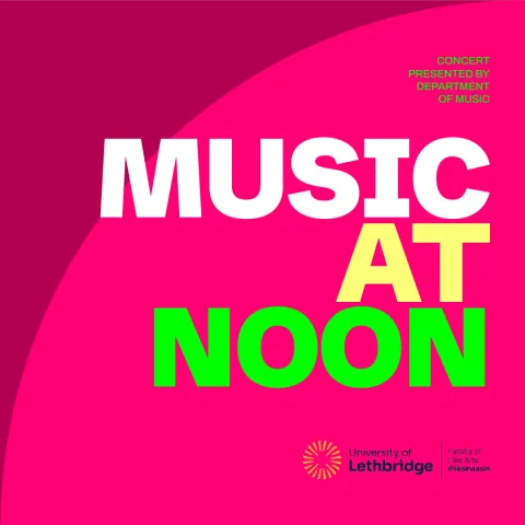 Music at Noon logo with pink background