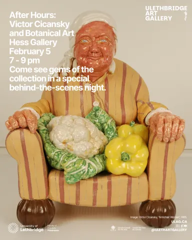 Ceramic sculpture by Victor Cicansky called, "Armchair Woman" from 1985.