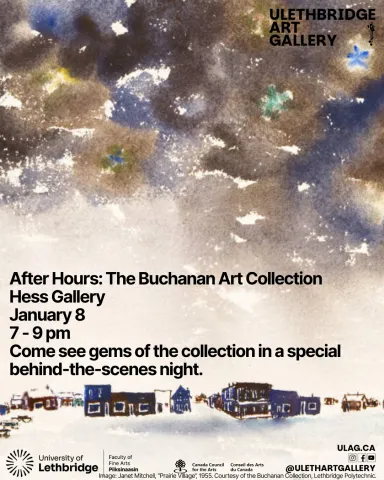 Painting called "Prairie Village" by Janet Mitchell.