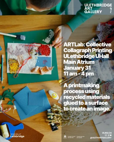 closeup of a student working on a mixed media project.