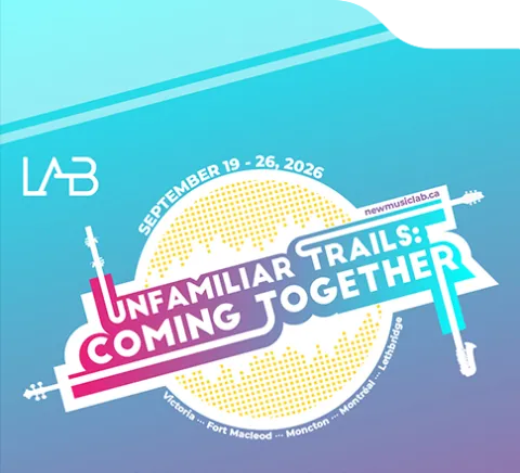 New Music Lab Unfamiliar Trails: Coming Together logo and wordmark.