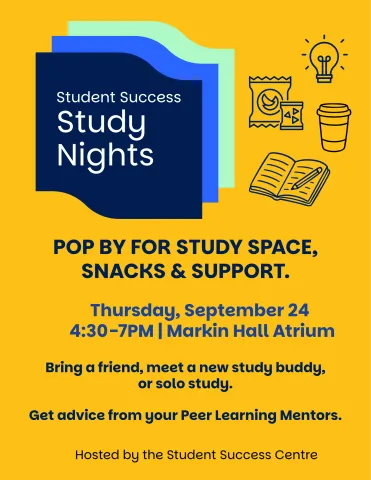A poster promoting Student Success Study Nights