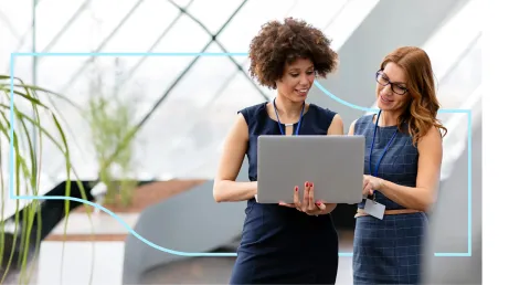 Two people with a computer