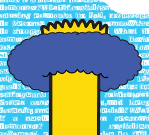 illustration for Mr. Burns Drama Mainstage at University of Lethbridge. Top of Bart Simpson hair with Marge's hair as a doughnut loop around the head.