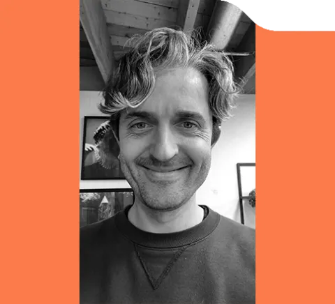 Black & white photo of artist Richard Clements.