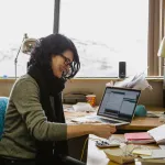 Dana Cooley in office with Arduino