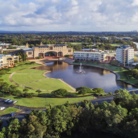 aerial photo of Bond University campus in Queensland, Australia