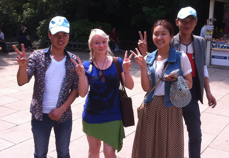Chantella Friesen's blonde hair was the object of much attention in China. People often asked her and her fellow U of L students to pose for a photo like this one at the Dr. Sun Yat-sen Mausoleum in Nanjing