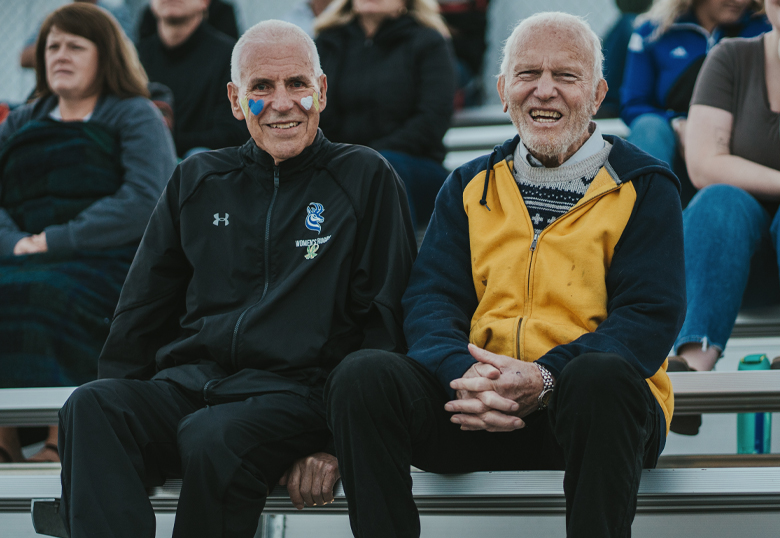 Dennis (right) with his good friend Knud Petersen, supporting the Horns.