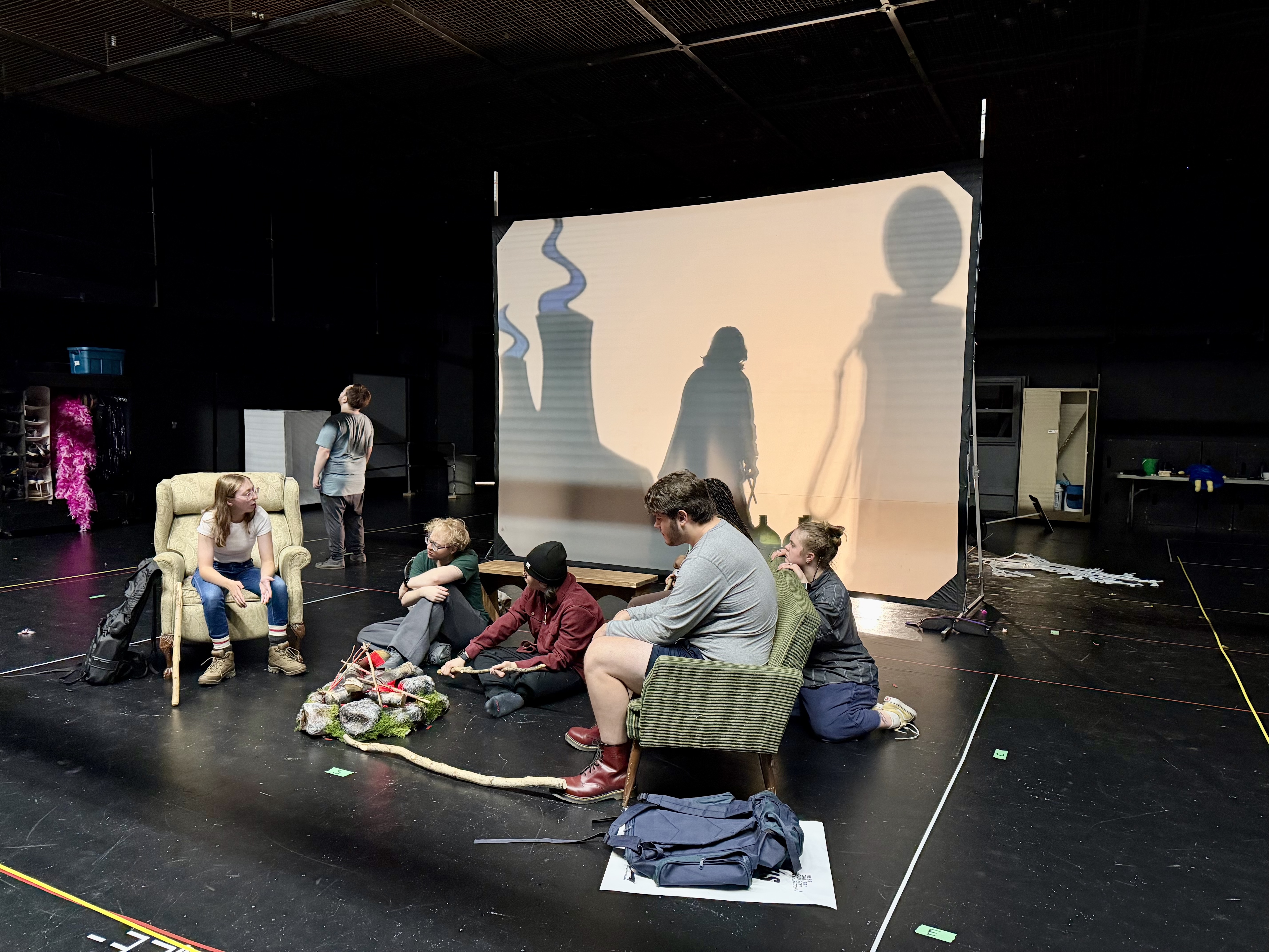 Members of the cast rehearse in the University Theatre.