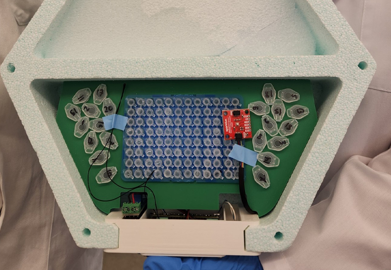 The prototype payload that was sent into the stratosphere.