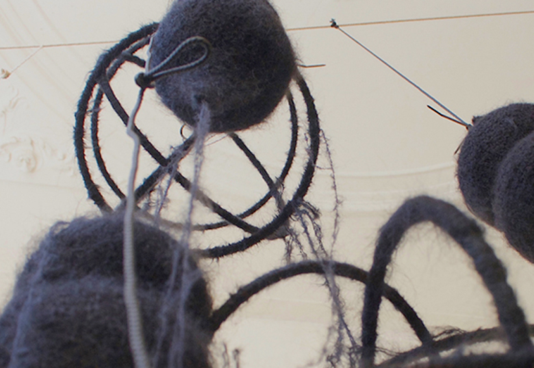 Artist Karin Van Dam's piece 17 Pearls, currently being featured in the U of L Art Gallery.