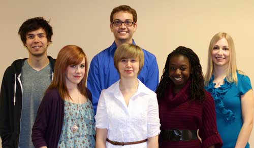 Pictured here are the winners from the Play Right Prize and Striking Prose competition. Back row from left are Cole Olson and Christopher Wallace. Front from left are Lori-Ann Steward, Kristine Saretsky, Makambe Simamba and Chelsea Woolley. Plays Prose winners