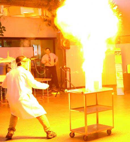 Making things explode is a staple of their shows.