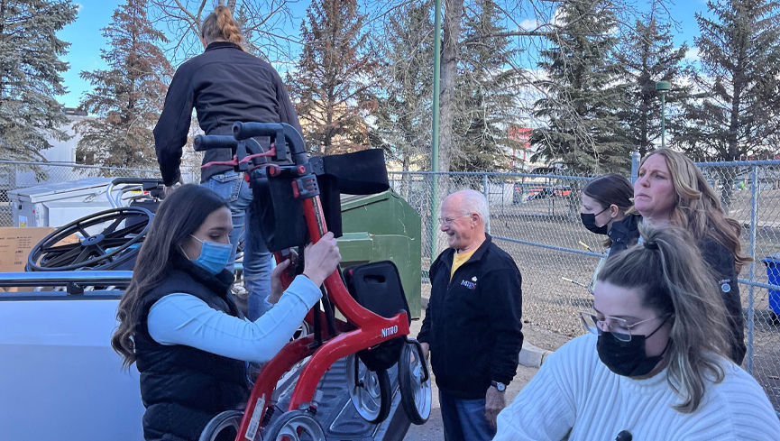 ULethbridge nursing students help unload medical supplies donated by Medical Mercy Canada.