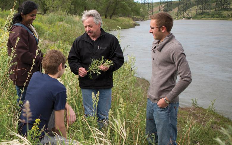 Dr. Stewart Rood, here with a group of students at a field study location, is a University of Lethbridge environmental science researcher and member of the Water Institute for Sustainable Environments.