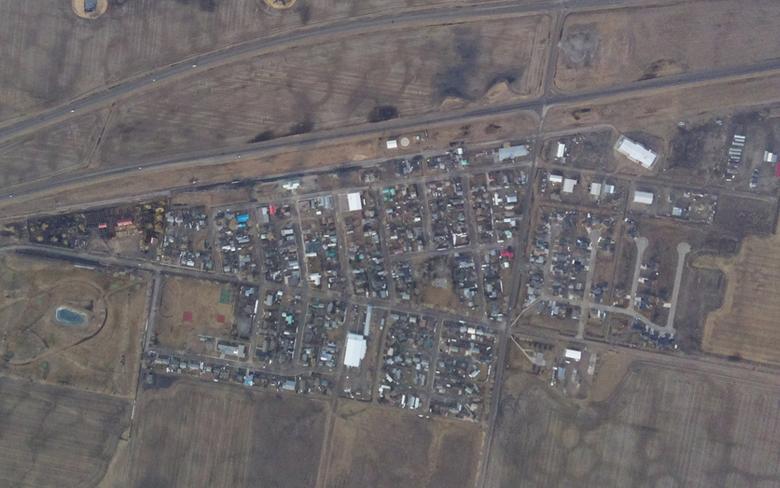 A picture of the town of Stavely, Alta. shortly after the balloon was released.