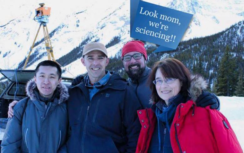 Zhouxin Xi, Dr. Chris Hopkinson, Thomas Porter and Celeste Barnes on site.